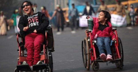 Indian disable people on wheel chair