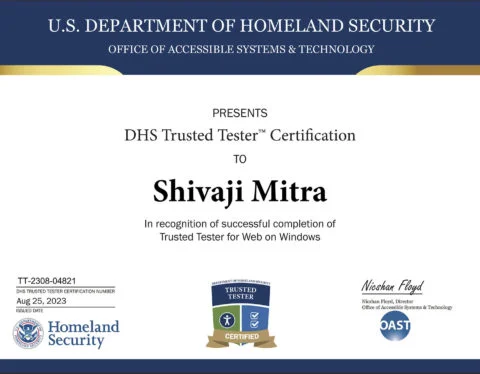 DHS Trusted Tester Certificate