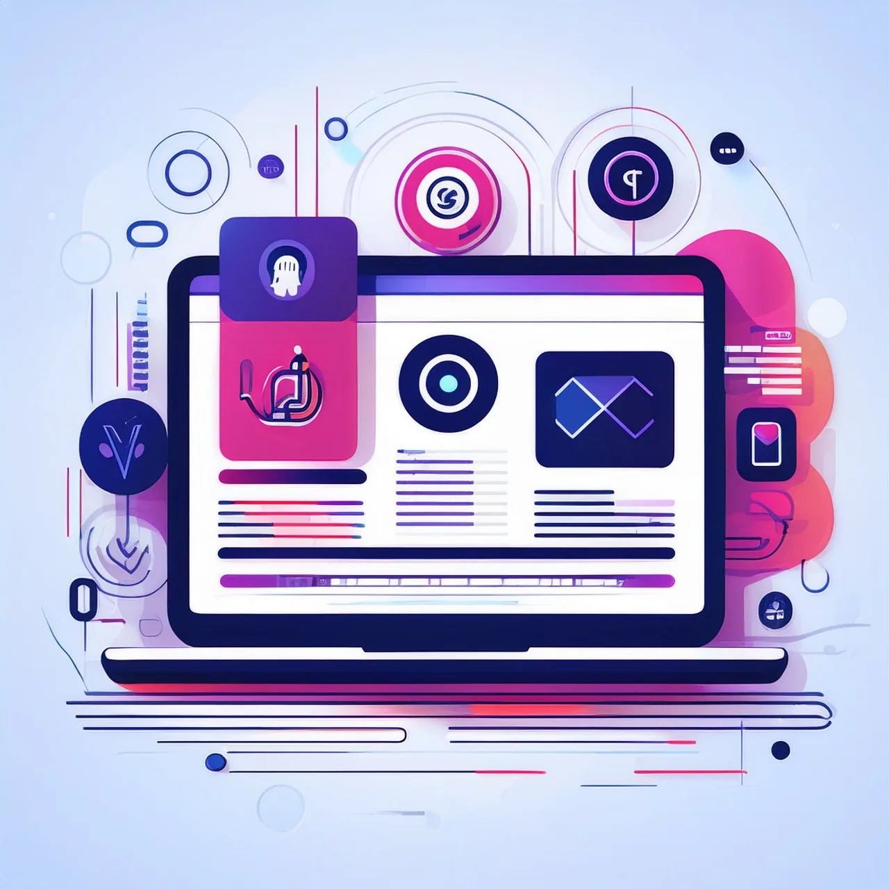 Accessibility-ready WordPress theme shown on a laptop, surrounded by accessibility icons for hearing, vision, mobility and touch