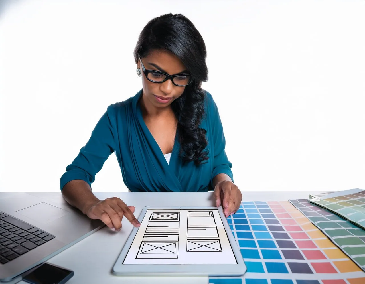 Accessible website tips: designer checking high-contrast colours and readable text