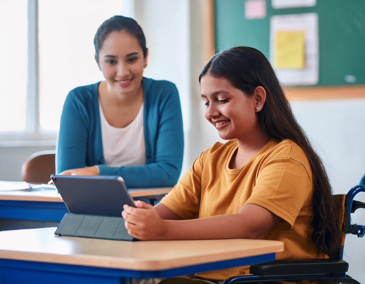 Assistive technology supporting a student in an inclusive classroom