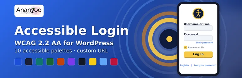 Accessible Login - one of Ananyoo's WordPress accessibility plugins, WCAG 2.2 AA