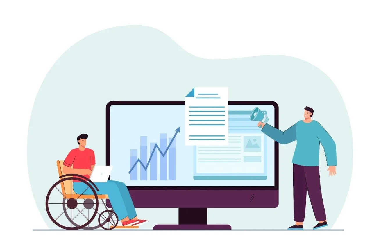Disabled Person on Chair viewing Chart