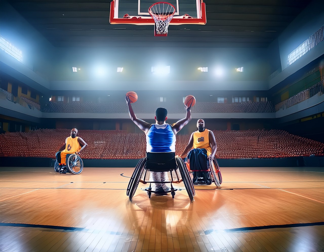 Athletes with disabilities competing in an inclusive arena