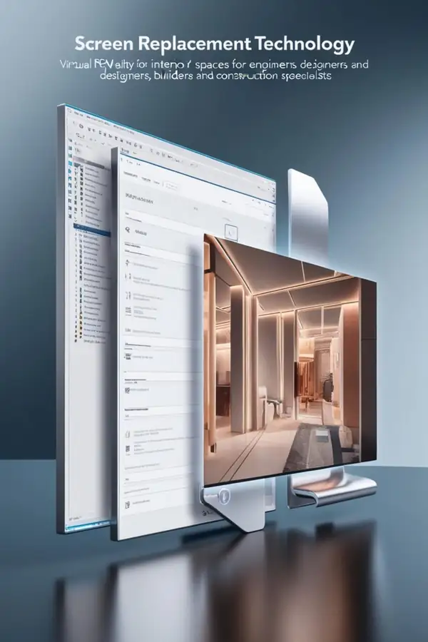 Layered screen panels, one sliding in front of a page to replace what is shown.
