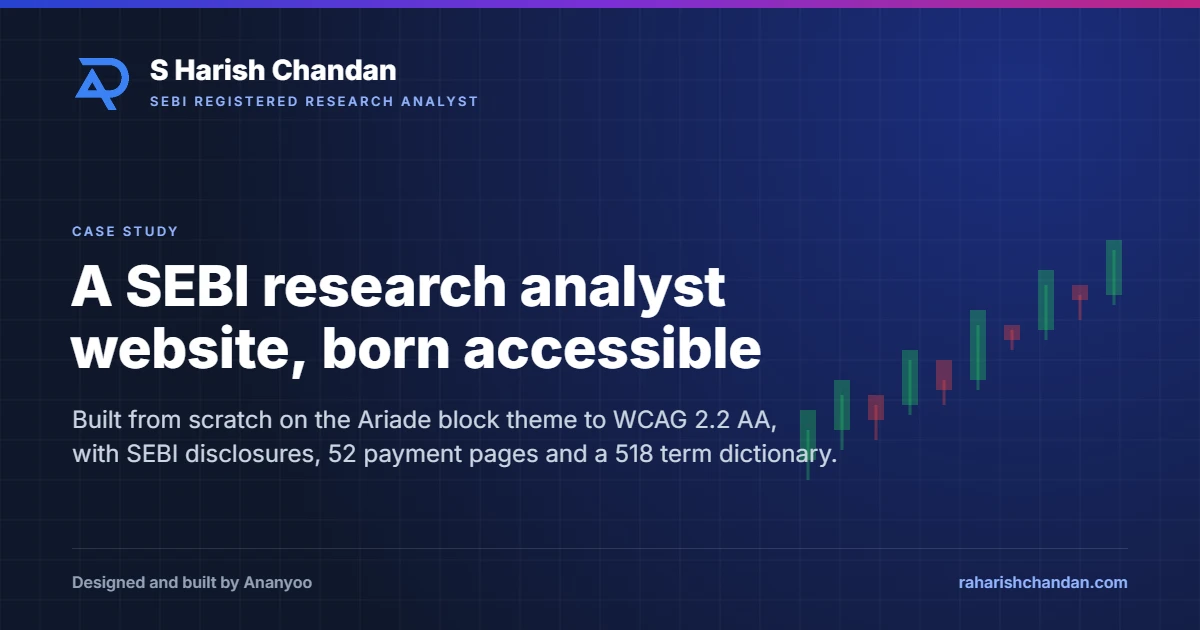 S Harish Chandan, SEBI Registered Research Analyst: accessible WordPress website built to WCAG 2.2 AA by Ananyoo