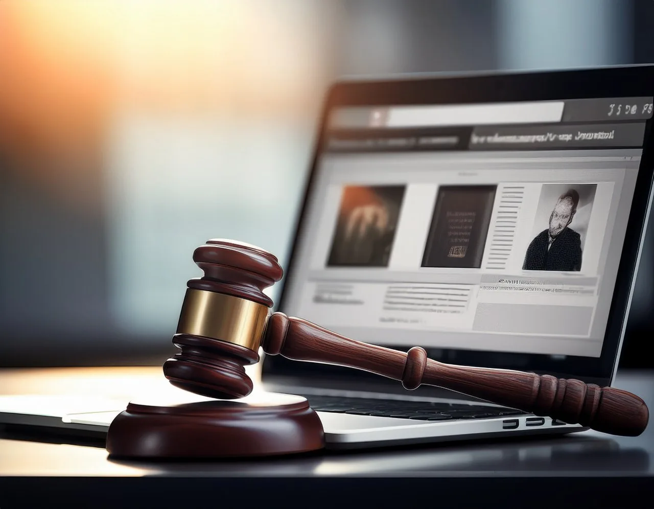Website accessibility lawsuits: a gavel resting on a laptop showing a website